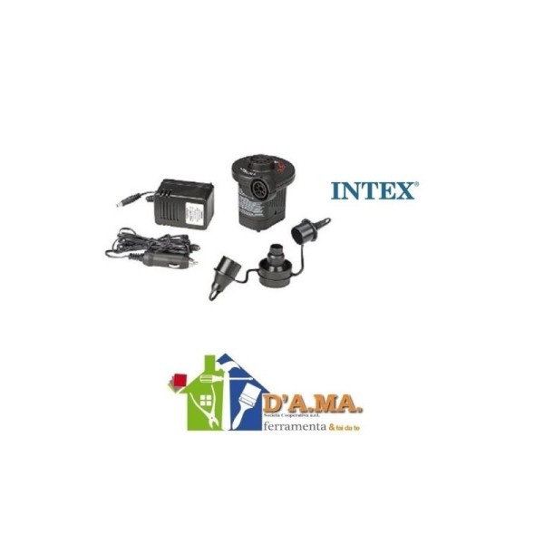 POMPA DI GONFIAGGIO ELETTRICA PER PISCINA MATERASSINO 12V 220V CON UGELLI INTEX
