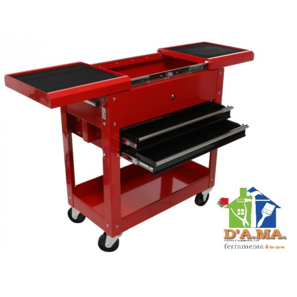 CARRELLO PORTA UTENSILI CON PIANO SCORREVOLE A 2 CASSETTI TC310