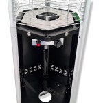 STUFA GAS GPL PIRAMIDE FUNGO DA ESTERNO + RUOTE DOMUS NERO 12KW CM 48X48X195H - immagine 4