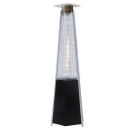 STUFA GAS GPL PIRAMIDE FUNGO DA ESTERNO + RUOTE DOMUS NERO 12KW CM 48X48X195H