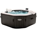 Intex Piscina Idromassaggio Pure Spa Jet & Bubble Deluxe, Nero, 201 x 71 cm 4 Posti Con Pompa, Riscaldatore e 2 Poggiatesta