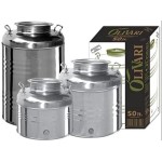 CONTENITORE FUSTO BIDONE OLIO OLIVARI 50 LT ACCAIO INOX MADE IN ITALY