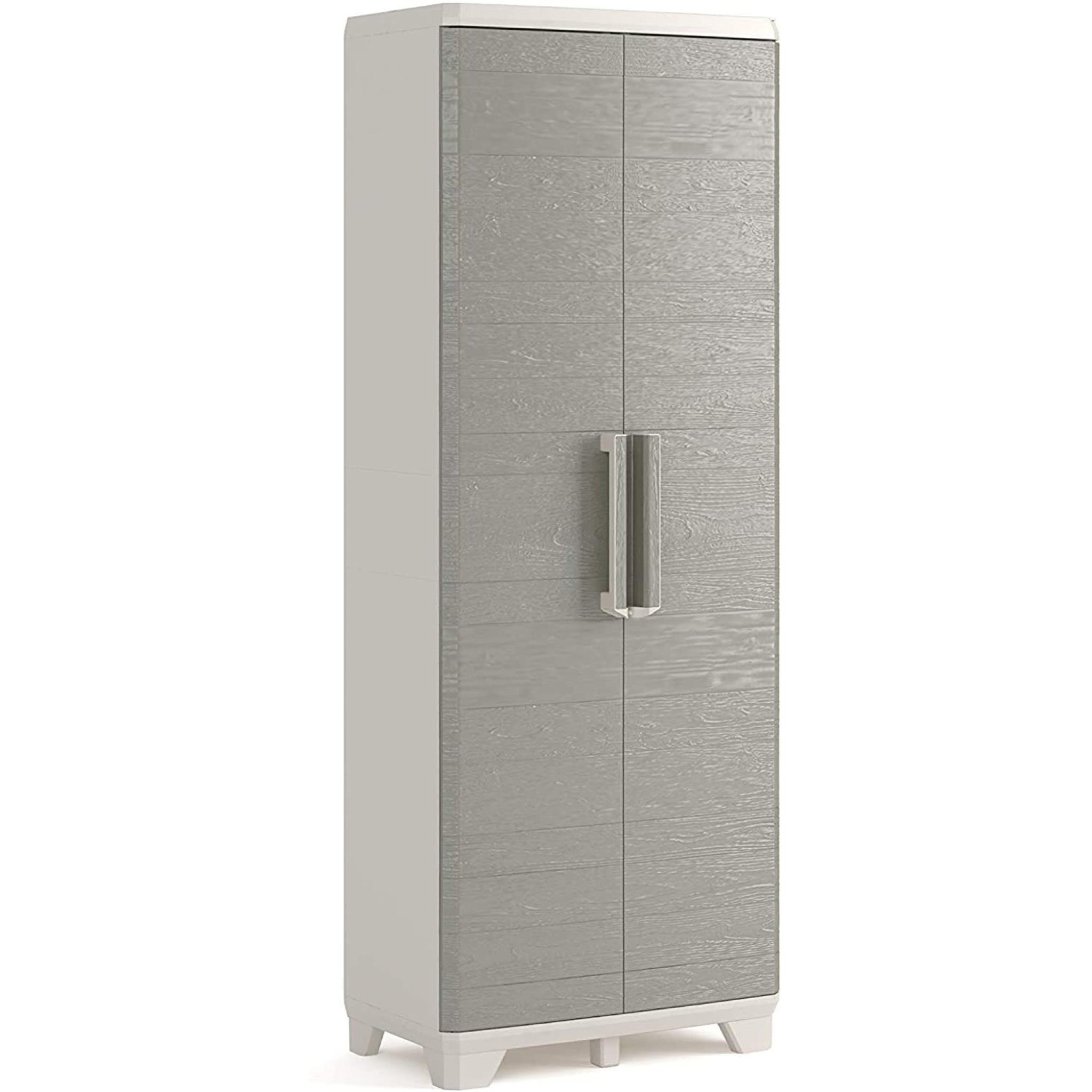 Keter Wood Grain Armadio Portascope, Grigio Porte Imitazione Legno 68x39x182cm