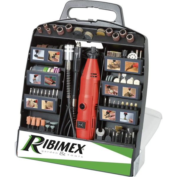 RIBIMEX PROMKIT301 Kit mini trapano in valigetta, 300 Pezzi, per modellismo