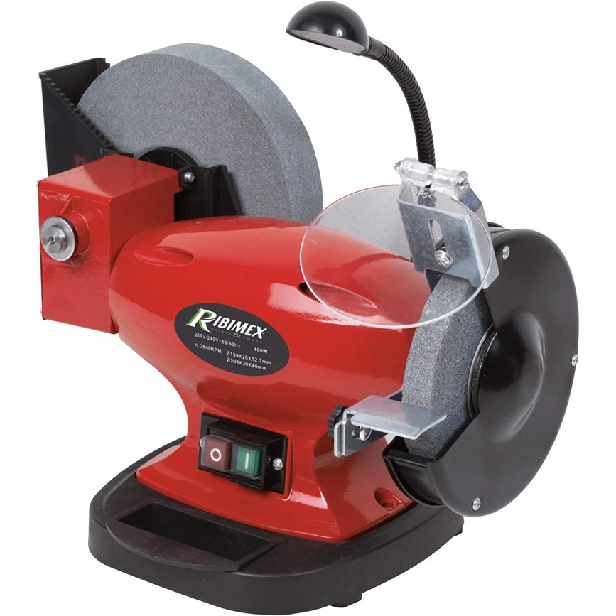 RIBIMEX PPRTMEMIX400 Smerigliatrice combinata da banco con mole 150 200 mm 400 W