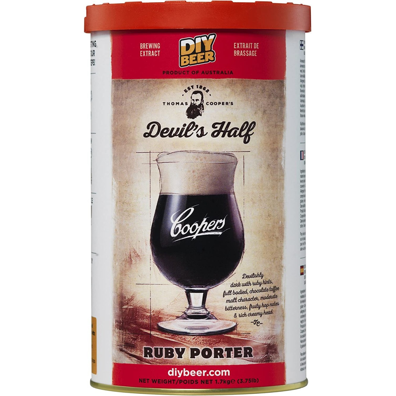 MALTO RUBY PORTER DEVIL HALF PER KIT BIRRA COOPERS 1.7kg PER PRODURRE 23LT