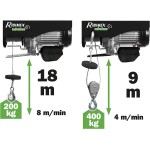 RIBIMEX PE200/400T Paranco elettrico telecomandato 200/400 kg, fune 18 m