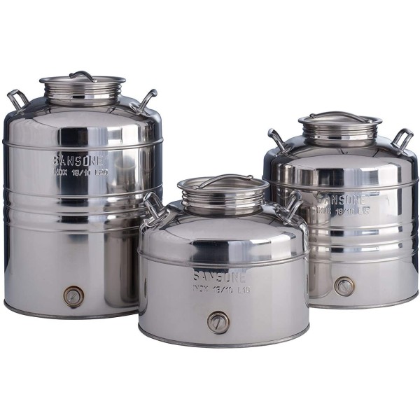SANSONE Contenitore AGGRAPPATO Olio Fusto Alimentare Acciaio DAMIGIANA BIDONE (10 Litri)