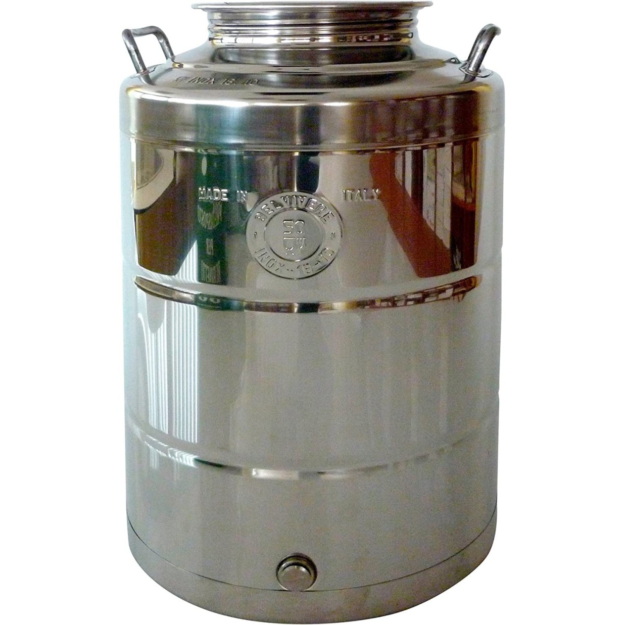BELVIVERE Contenitore Fusto bidone Olio Inox 18/10 saldato Made in Italy (50 Litri)
