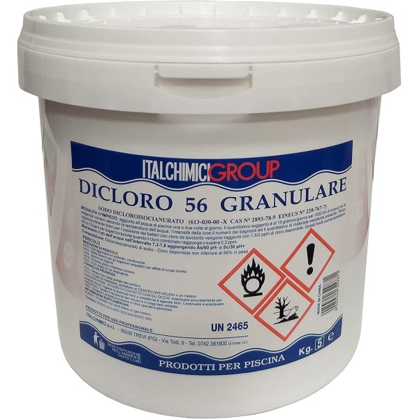 Dicloro Cloro per piscine in polvere 5 kg hcl 56%