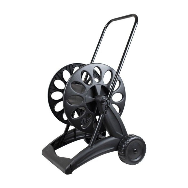 Carrello Avvolgitubo Manuale da giardino, colore nero rullo in resina antiurto