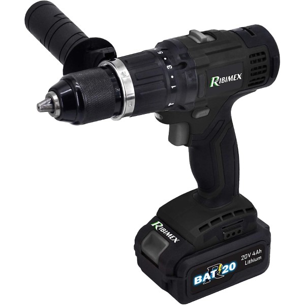 RIBIMEX PRBAT20/PRO3 Trapano avvitatore a percussione professionale 2 batterie 20 V 2Ah - 4Ah