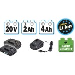 RIBIMEX PRBAT20/PRO3 Trapano avvitatore a percussione professionale 2 batterie 20 V 2Ah - 4Ah
