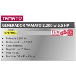 GENERATORE CORRENTE 7173001 YAMATO 2200 W 6,5 HP 4T