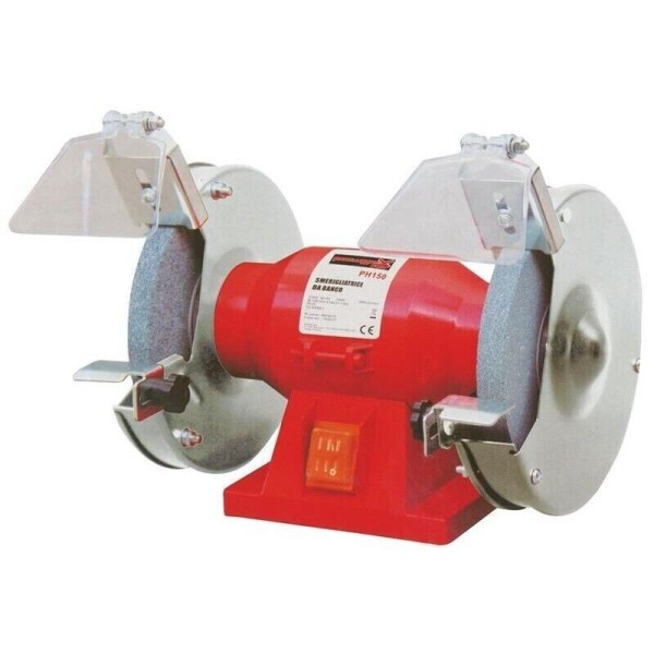 SMERIGLIATRICE MOLA DA BANCO MISTRAL 150W 2 DISCHI IN PIETRA 150mm MOD: PH150