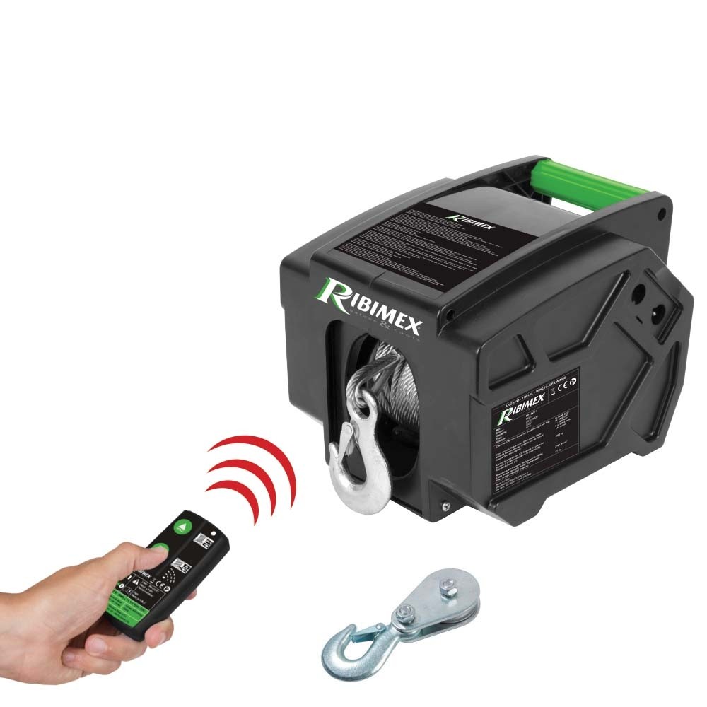 pe12v_t1_1 Ribimex Pe12V/T1 Verricello Elettrico 12 V Telecomandato, Nero, 36x28.5x25 cm - immagine 1