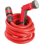 FITT YOYO UP 25 m, Tubo Acqua da Giardino Estensibile per Irrigazione con Pistola Multigetto e Gancio per Recinzioni, Rosso