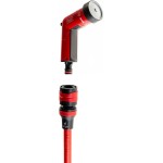 FITT YOYO UP 25 m, Tubo Acqua da Giardino Estensibile per Irrigazione con Pistola Multigetto e Gancio per Recinzioni, Rosso