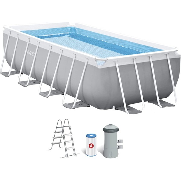 Intex 26788 Piscina Rettangolare, Grigio, 6.836 litri, 400x200x100 cm