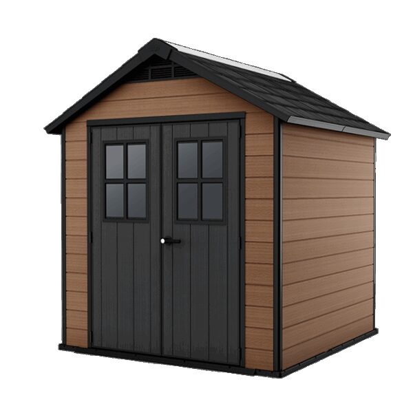 Keter Casetta da Giardino Newton 757, Effetto Legno, Marrone, 4,5 m², 228x223,5x252H cm