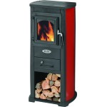 Stufa a legna 5,2 kW Karma rossa acciaio riscaldamento ambienti calore casa EKONOMIK LUX