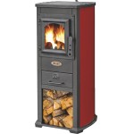 Stufa a legna 5,0/7,0 kW  Berna rossa acciaio riscaldamento ambienti calore casa 120 m3 Ekonomik Lux Blist - immagine 3