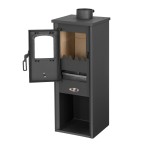 Stufa A Legna Berna 5,3/7,00 kW In Acciaio Blist Lux S Antracite Con Portalegna cm 33x34x94h - immagine 3