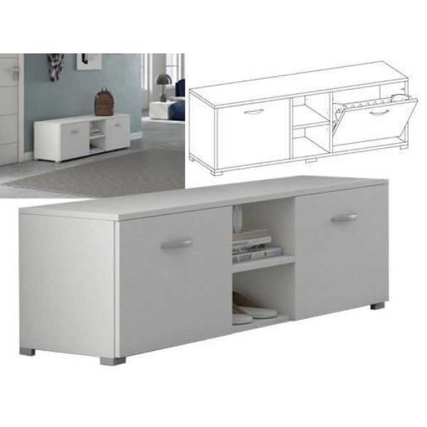 ARMADIO SCARPIERA INGRESSO 2 ANTE BIANCA NOBILITATO MELAMINICO - L120xP40xH42 CM