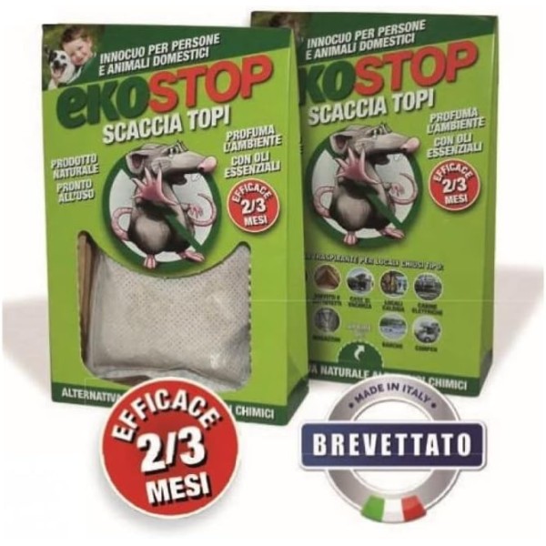 EKOSTOP PROCHIMICA SCACCIATOPI 50g. ca. REPELLENTE NATURALE PROFUMATO - PRODOTTO BREVETTATO