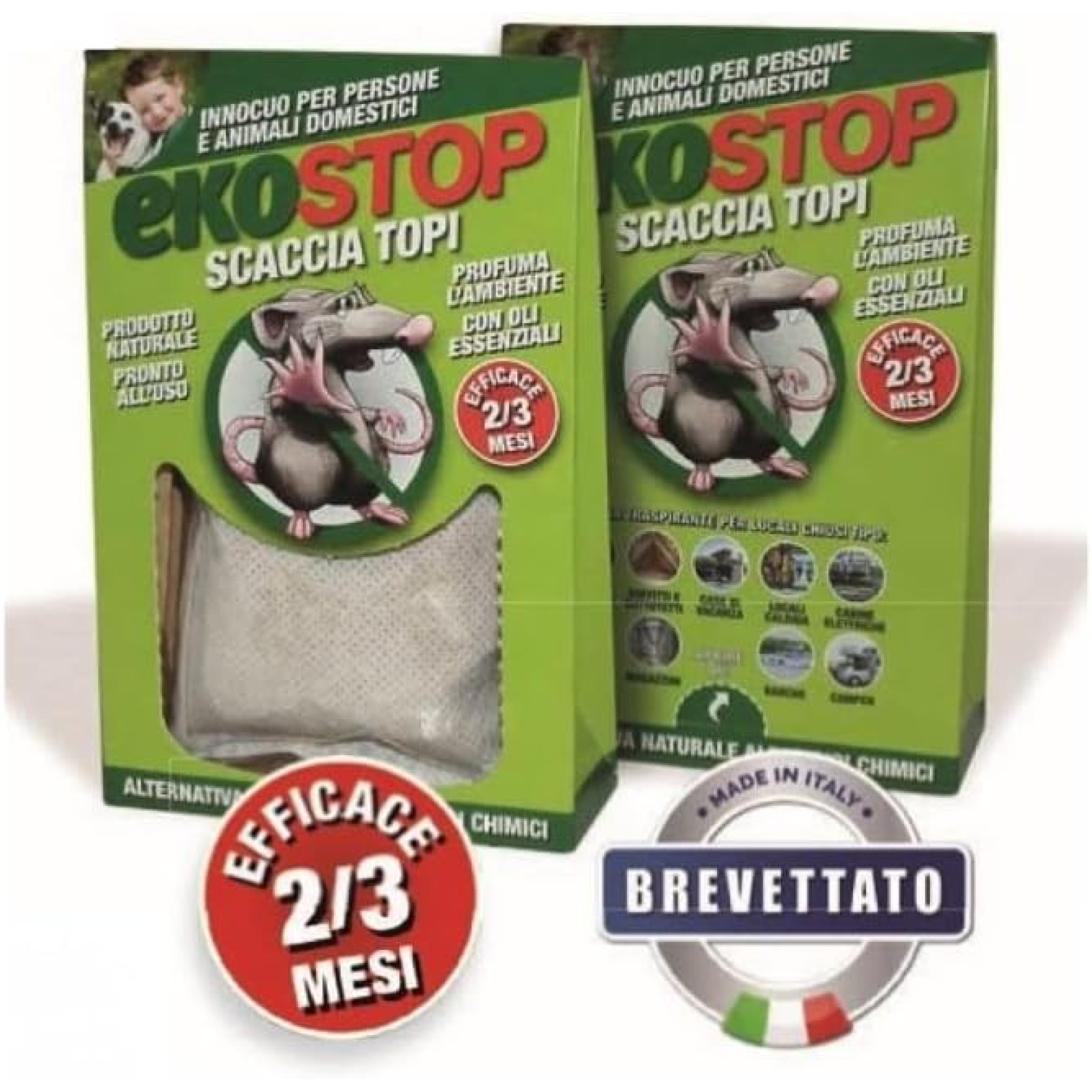 EKOSTOP PROCHIMICA SCACCIATOPI 50g. ca. REPELLENTE NATURALE PROFUMATO - PRODOTTO BREVETTATO