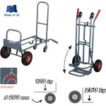 RIBIMEX PRCD2P Carrello professionale 2 posizioni, fisso e ribaltabile, 4 ruote, Portata 250 kg