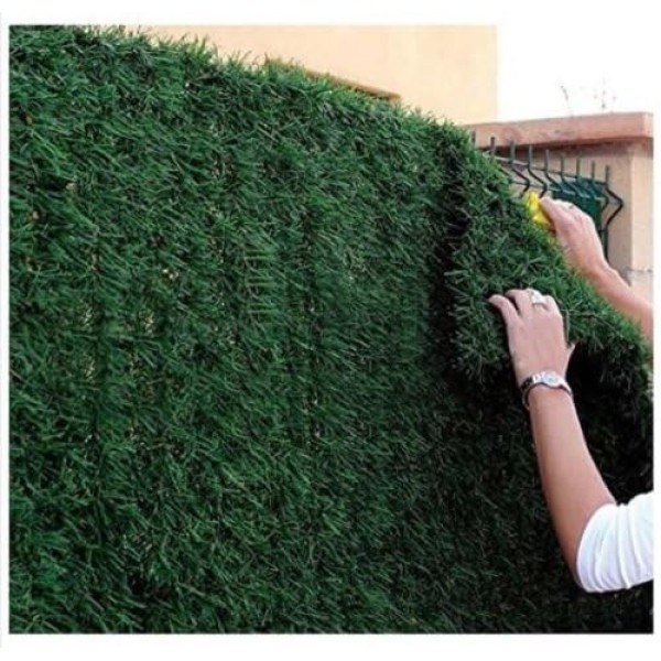 Siepe Artificiale per Balcone, Recinzione in Rotolo 1,5x3 mt (4,5 mq) Abete Ultra Coprente