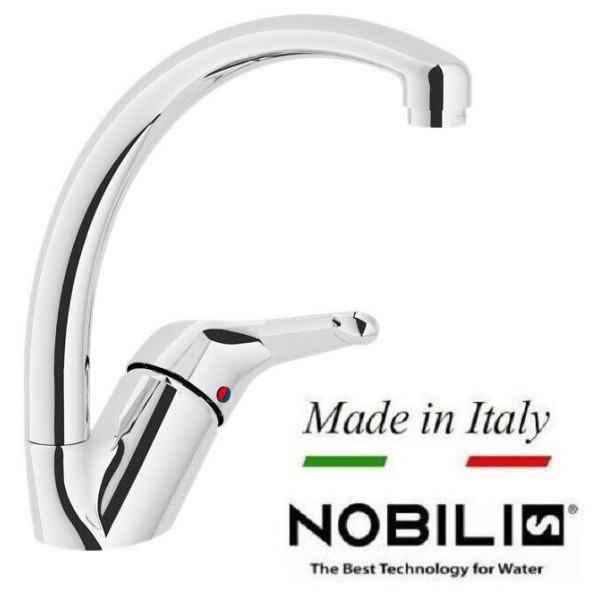 RUBINETTO MISCELATORE MONOCOMANDO PER LAVELLO CUCINA NOBILI SERIE ERNO CROMATO