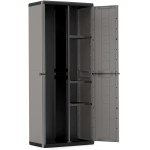 Keter Armadio Jolly Portascope, 3 Ripiani Regolabili, Grigio/Nero, 68x39x166H cm