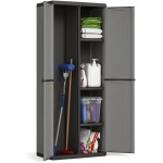 Keter Armadio Jolly Portascope, 3 Ripiani Regolabili, Grigio/Nero, 68x39x166H cm