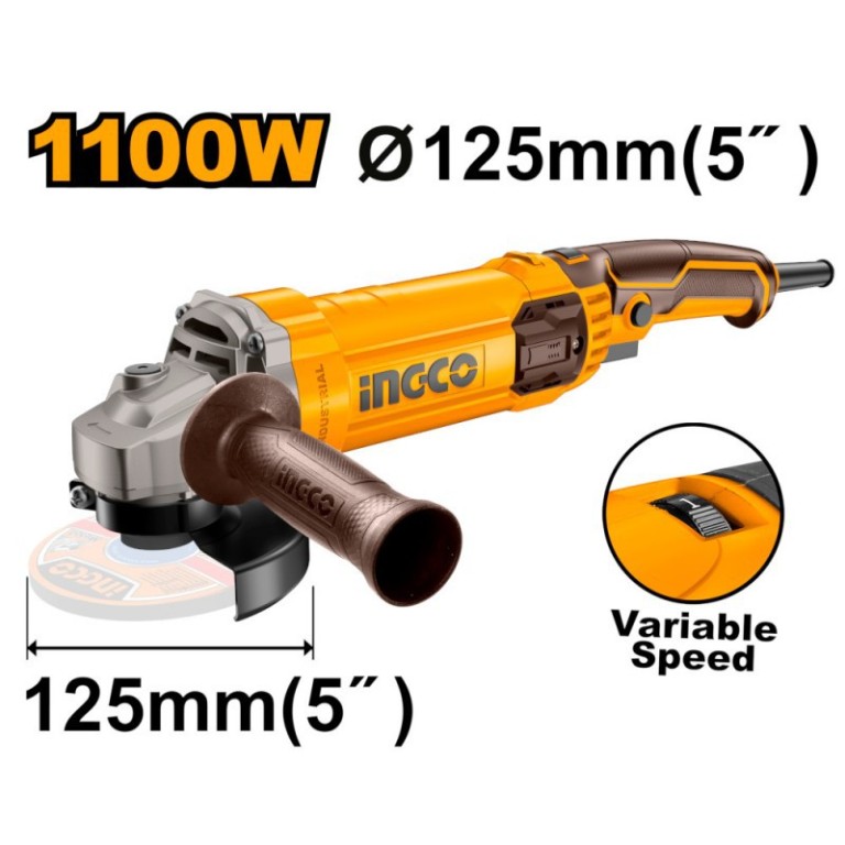 Smerigliatrice Angolare 1100W - D125MM INGCO Professionale mandrino M14 - AG1100385