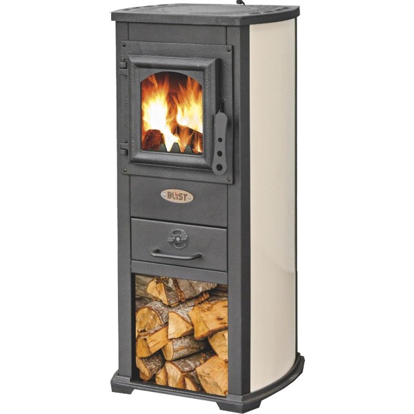 Stufa a legna 5,0/7,0 kW Berna Beige/Panna in acciaio riscaldamento ambienti calore casa 120 m3 Ekonomik Lux Blist