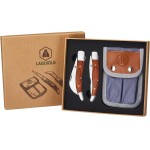 Set di 2 coltelli Pieghevoli con Custodia - Ideale per Il Giardinaggio - Maniglie in Legno Pakka