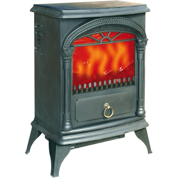 STUFA ELETTRICA AMBIENTE EFFETTO FINTO CAMINO FUOCO VIVO NIKLAS SANTORINI 1800W