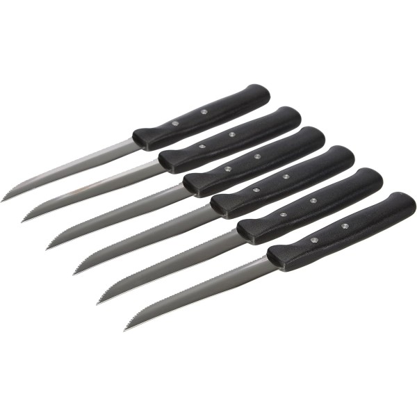 Kaimano ACC0553 Coltelli Bistecca, Acciaio Inossidabile, Nero, 6 unità