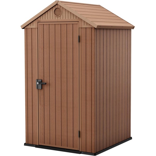 Casetta da Giardino Porta Attrezzi 125,8x117x205 cm in Evotech+ Keter Darwin 4x4 Marrone