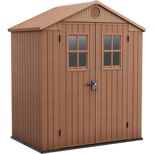 Casetta da Giardino Porta Attrezzi 190x122x221 cm in Evotech+ Keter Darwin 6x4 Marrone