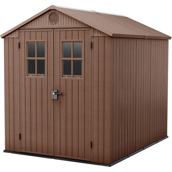 Casetta da Giardino Porta Attrezzi 190x244x221 cm in Evotech+ Keter Darwin 6x8 Marrone