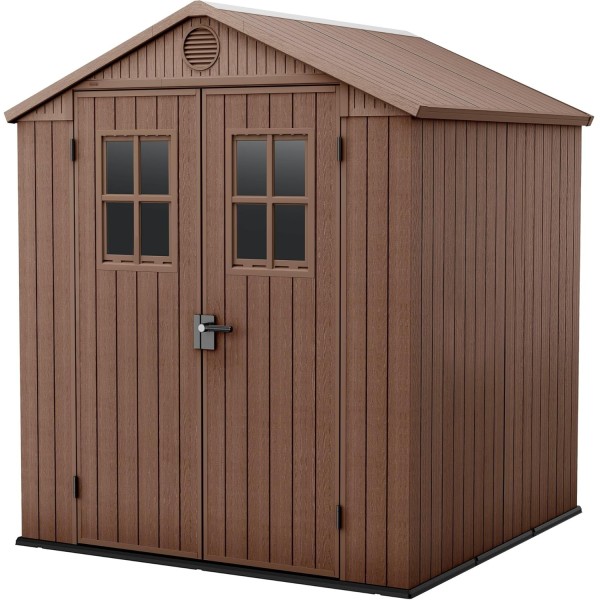 Casetta da Giardino Porta Attrezzi 190x183x221 cm in Evotech+ Keter Darwin 6x6 Marrone