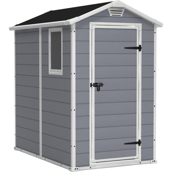 Casetta da Giardino Porta Attrezzi 130x192x198 cm in Resina Effetto Legno Keter Manor 4x6 Grigia
