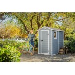 Casetta da Giardino Porta Attrezzi 130x192x198 cm in Resina Effetto Legno Keter Manor 4x6 Grigia