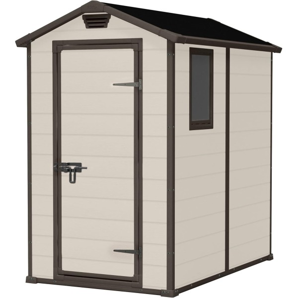 Casetta da Giardino Porta Attrezzi 130x192x198 cm in Resina Effetto Legno Keter Manor 4x6 Beige