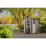 Casetta da Giardino Porta Attrezzi 130x192x198 cm in Resina Effetto Legno Keter Manor 4x6 Beige