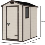 Casetta da Giardino Porta Attrezzi 130x192x198 cm in Resina Effetto Legno Keter Manor 4x6 Beige