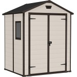 Casetta da Giardino Porta Attrezzi 185x152x226 cm in Resina Effetto Legno Keter Manor 6x5 Beige